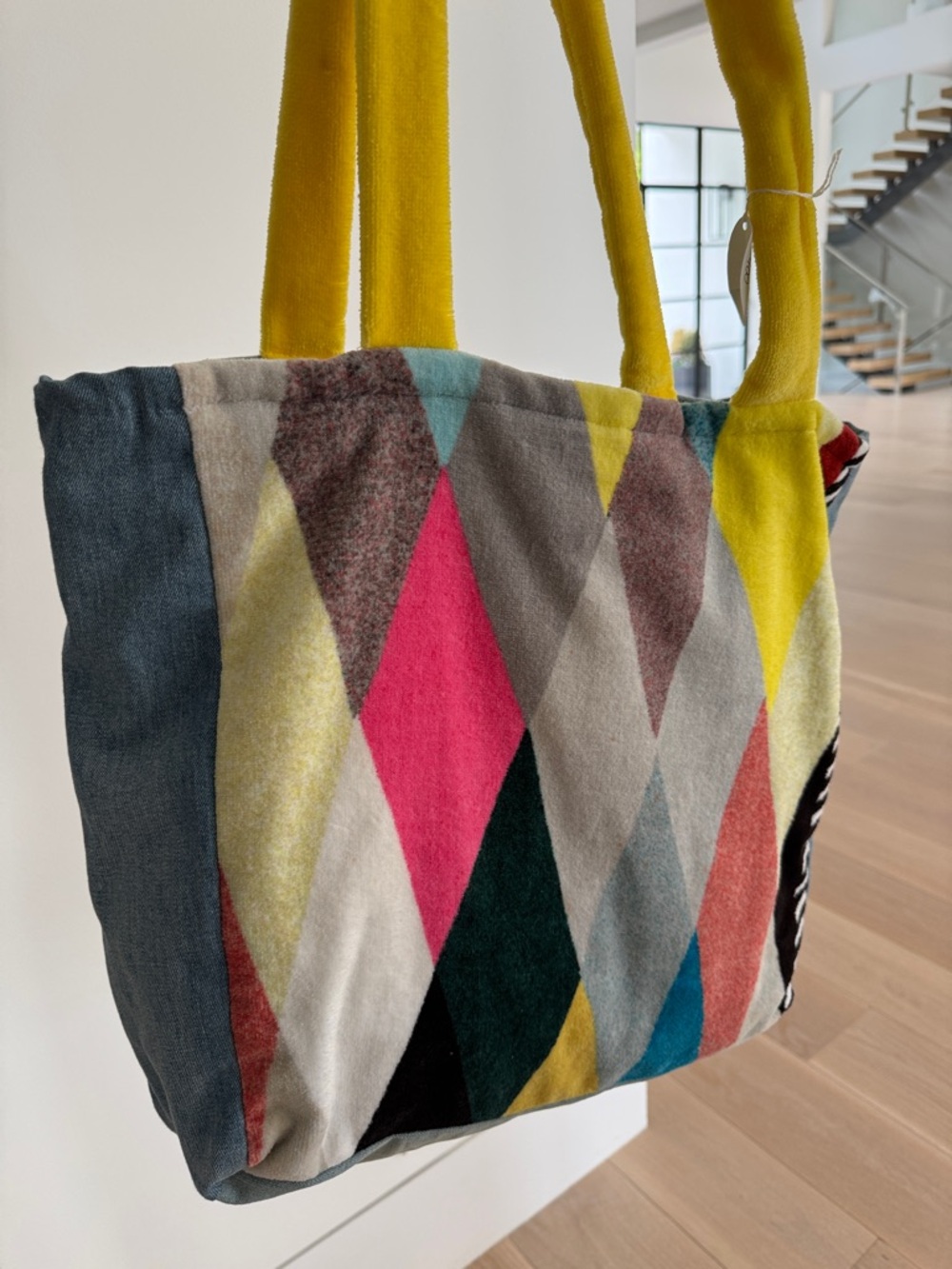 Missoni Multicolor Diamond-Pattern Shoulder Bag with Yellow Handles BuyTheBag